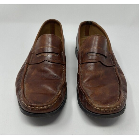 Magnanni Men’s Marbled Cognac Leather Loafers Shoes Made In Spain Size 9.5 READ main image 11